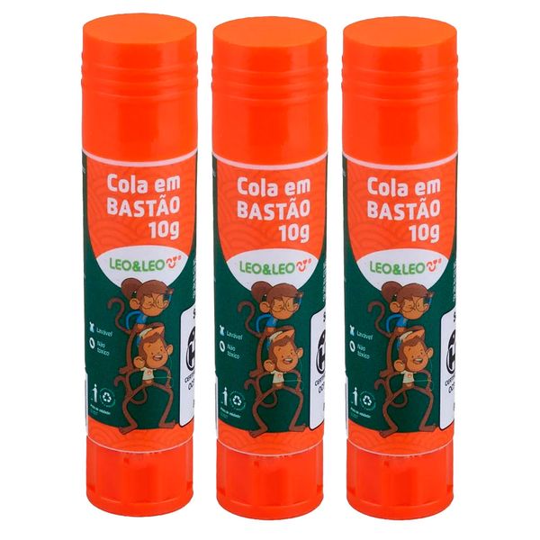 Kit 3 Colas Leo&Leo Bastão 10g